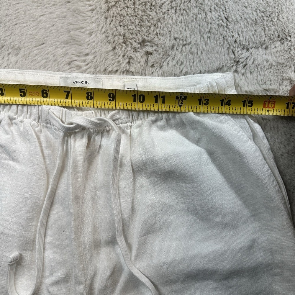Vince Women's White Hemp Trousers Size M High Waisted Pleated Pants Old Money - Picture 10 of 16